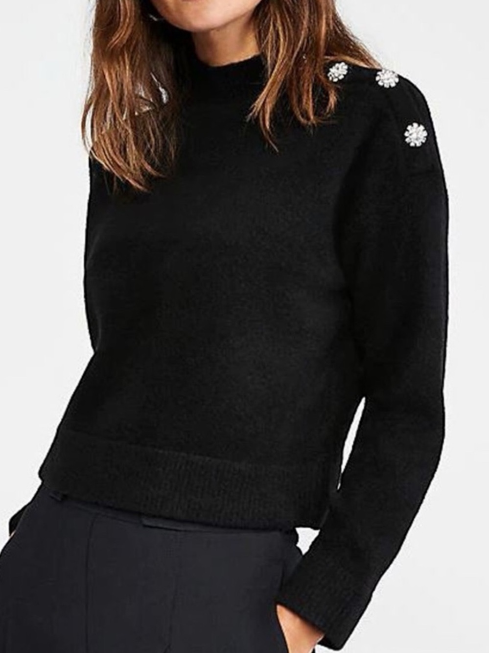 NEW Ann Taylor Jewel Embellished Mockneck Wool Blend Sweater Women’s Size XSP